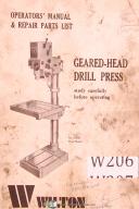Wilton Model 24503, Geared Head Drill Press, Operations & Parts Manual